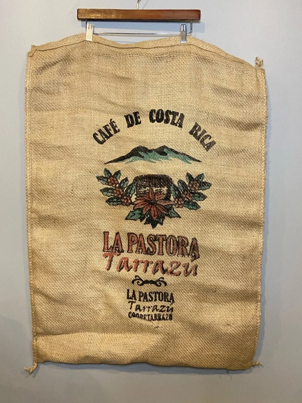 Cafe de Costa Rica La Pastora Tarrazu Burlap Coffee Sack / Rustic Decor